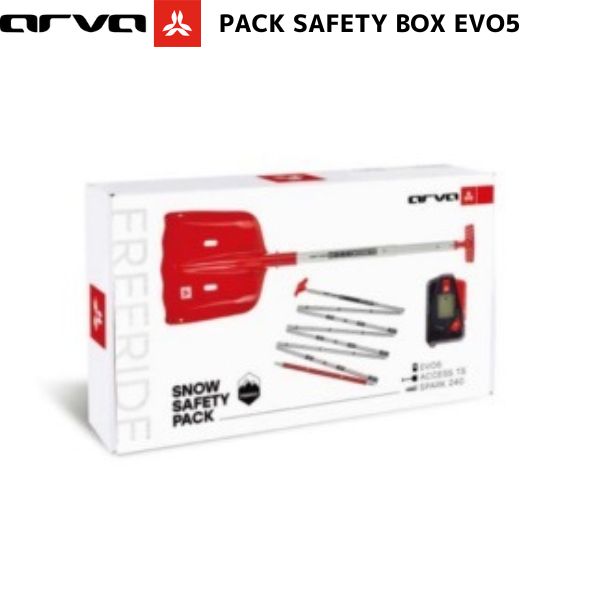 arva EVO 5 SAFETY PACK　 アルバ エボ5 セーフティーパック ARVA史上最小・最軽量ウルトラコンパクトアバランチビーコンを含む コンパクトなスノーセイフティーギアセット セット内容：EVO5トランシーバー、ACCESS TSショベル、SPARK240プローブ　