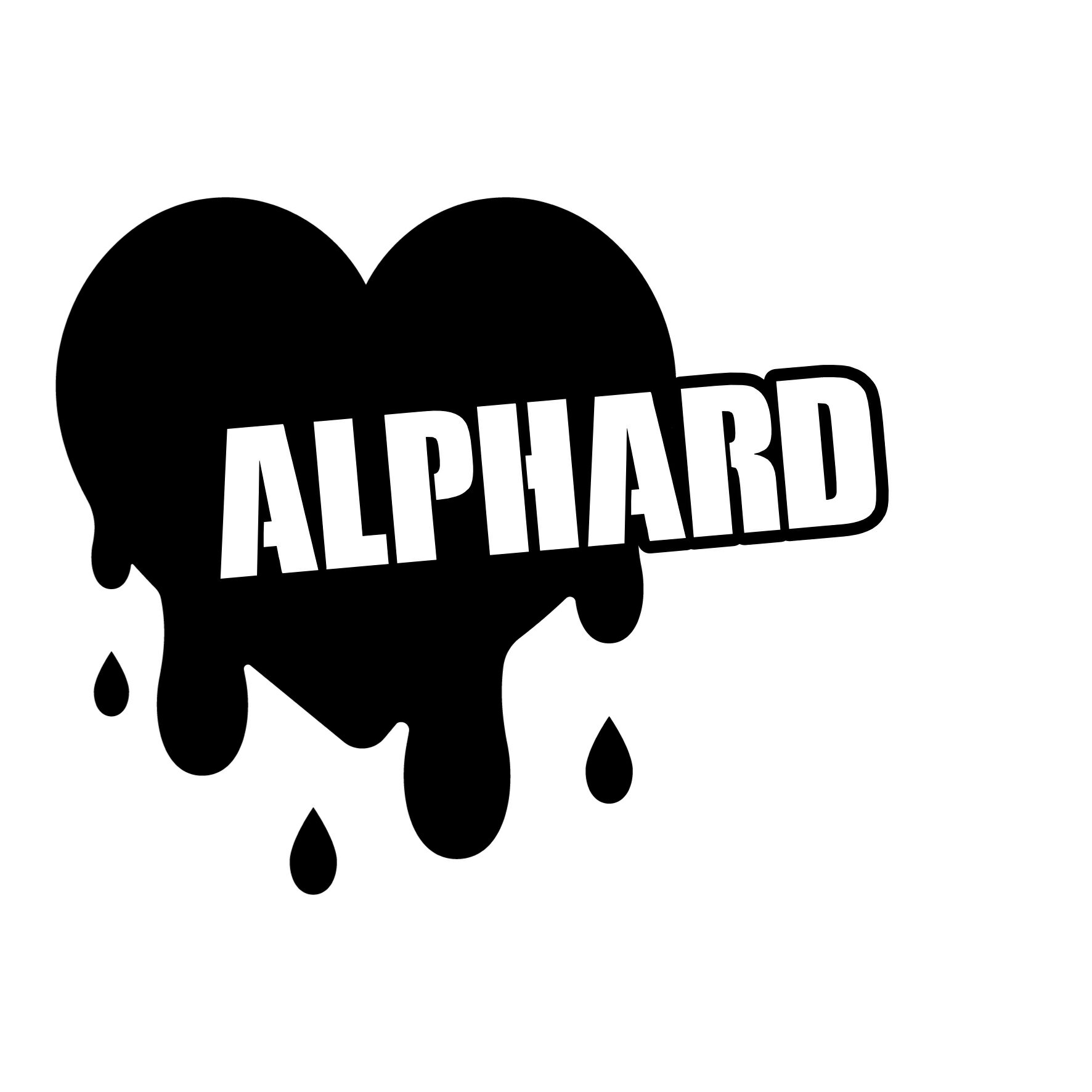 S. 794 溶けるハート型ステッカー【アルファード】　トヨタ　ミニバン　カッティングステッカー ドレスアップ カスタマイズ サーキット デカール エンブレム カスタム アクセサリー ブランド アウトドア グッズ 雑貨 おもしろ かっこいい おしゃれ バイク 給油口