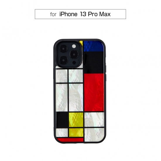 Rakuten - 国内正規品 ikins アイキンス iPhone 13 Pro Max 天然貝ケース Mondrian モンドリアンの絵画のような幾何学パターンとビビッドカラーが印象的 I21081i13PM