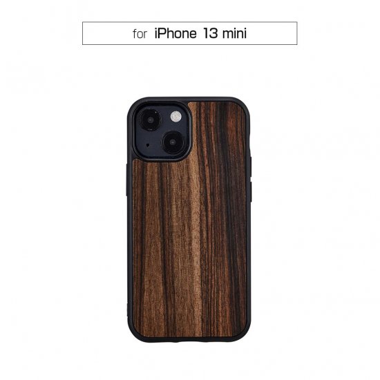 マンアンドウッド スマホケース メンズ 国内正規品 Man＆Wood iPhone 13 mini 天然木ケース Ebony 木の素材から作られたナチュラルでおしゃれなケース I21214i13MN