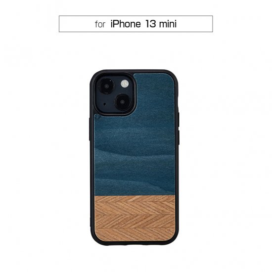 マンアンドウッド スマホケース メンズ 国内正規品 Man＆Wood iPhone 13 mini 天然木ケース Denim 木の素材から作られたナチュラルでおしゃれなケース I21216i13MN