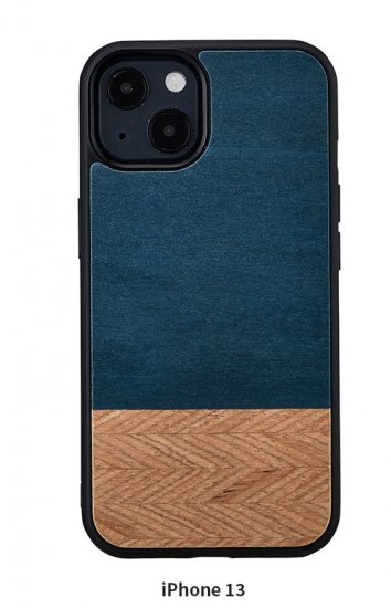 マンアンドウッド スマホケース メンズ 国内正規品 Man＆Wood iPhone 13 天然木ケース Denim 木の素材から作られたナチュラルでおしゃれなケース I21228i13
