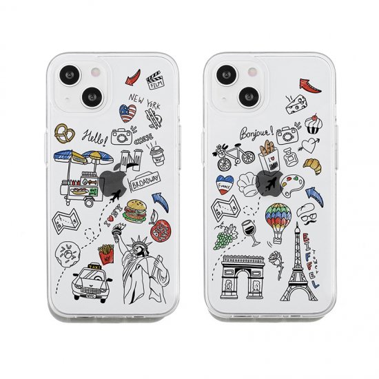 Rakuten - 国内正規品 Dparks ディーパークス iPhone 13 ソフトクリアケース I LOVE 透明TPUケースに可愛いイラストが入ったケース DS21152i13 DS21153i13