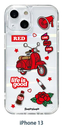 Rakuten - 国内正規品 BOOGIE WOOGIE iPhone 13 オーロラケース Red 角度によって表情が変わるオーロラクリアケース BW22000i13RD