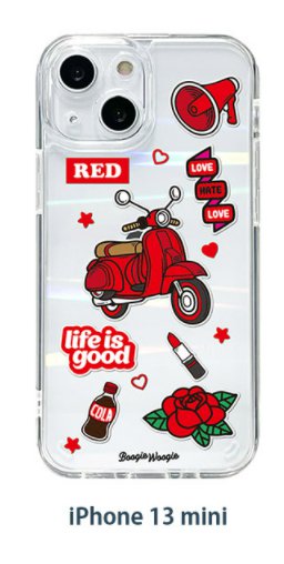 Rakuten - 国内正規品 BOOGIE WOOGIE iPhone 13 mini オーロラケース Red 角度によって表情が変わるオーロラクリアケース BW21992i13MNRD