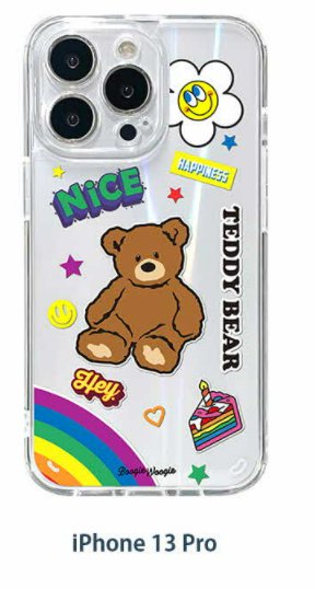 Rakuten - 国内正規品 BOOGIE WOOGIE iPhone 13 Pro オーロラケース Teddy Bear 角度によって表情が変わるオーロラクリアケース BW22006i13P