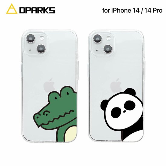 Rakuten - 国内正規品 Dparks ディーパークス iPhone 14 / iPhone 14 Pro ソフトクリアケース ワニとパンダ 透明TPUケースに可愛いイラストが入ったケース