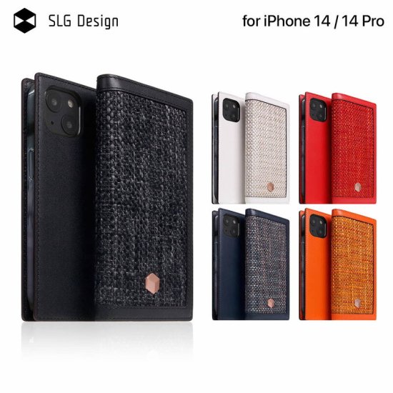 Rakuten - 国内正規品 SLG Design iPhone 14 / iPhone 14 Pro 手帳型 Edition Calf Skin Leather Diary ベルギー製ファブリックと牛革のコンビネーション