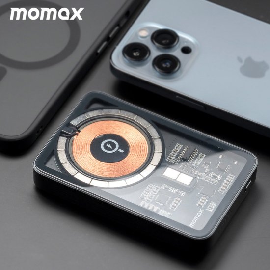 国内正規品 MOMAX モーマックス Q.Mag Power マグネット式ワイヤレスバッテリー MagSafe吸着＆2段階スタンド ワイヤレス充電最大15W
