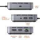 HyperDrive Thunderbolt 3 モバイルドックは、MacBook・Thunderboltユーザーのために作られた、スリムでポータブルな7ポートThunderbolt 3用ドックです。 最小限のフットプリントに最大限の機能を詰め込んだミニマル設計で、デスク上のスペースを大幅に節約します。 最大40Gbpsの高速データ転送を実現。デュアル4K 60Hz/シングル8K 30Hzのディスプレイ接続も可能です。2つのUSB-Aポートとギガビットイーサネットも搭載。最大60WのPD給電で、ハブの使用中にもホストデバイスを充電できます。 HP-HDTB3TD ●8K30Hzシングル / 4K60Hzデュアルディスプレイ出力 DisplayPortを介して、最大8K30Hzの映像出力が可能。また、HDMIポートとの併用では2台のディスプレイにそれぞれ4K60Hzで出力することもできます。 ※M1/M2チップ搭載のMacBookシリーズは、その仕様上デュアルディスプレイに対応しておりません。 ・在庫が無い場合、通常納期3,4日 ・(納期に関しては別途ご連絡となります) ・沖縄、離島は別途送料が掛かる場合があります●Thunderbolt 3ポートを7つに拡張 ノートPCの充電やディスプレイ出力、超高速データ転送をこれ1台で。ひとつのThunderbolt 3ポートから、HDMI・DisplayPort・USB-C・USB-A×2、3.5mmオーディオコンボジャック・ギガビットイーサネットと、7つのポートに拡張します。 ●Thunderbolt 3の高速データ転送 Thunderbolt 3では、最大40Gbpsのデータ転送が可能。旧USB-C Gen2（10Gbps）での接続と比較すると、およそ4倍のスピードでデータのやりとりが可能です。 ●コンパクトで高い携帯性 100×100mmのコンパクトな筐体設計。持ち運びにも適した、完璧なポータブル拡張ソリューションです。 ●ハブの使用中にも電源供給 USB-Cポートからは最大60WのPD給電が可能。PD対応電源を接続すれば、ハブの使用中にホストデバイスを急速充電できます。 ●ファイルや写真をすばやく転送 USB-Aポートを2つ搭載。10Gbpsの高速データ転送で、周辺機器との接続やファイルの転送をスピーディに実現します。 ●高速で信頼性の高いギガビットイーサネット ギガビットイーサネット接続で、ビデオ会議やストリーミングもストレスなく実現します。 ●製品仕様 【構成品】 ・HyperDrive Thunderbolt 3モバイルドック本体 【ポート】 ・ホスト：Thunderbolt 3 (40Gbps; 60W PD) ・USB-Cポート（PD 60W） ・USB-Aポート（10Gbps）×2 ・Gigabit Ethernet ・3.5mmオーディオコンボジャック ・DisplayPort 1.4 (8K30Hz) ・HDMI 2.0 (4K60Hz) 【映像出力】 ・最大外部出力：2台 ・シングルモニター（DisplayPort 1.4）：最大8K30Hz ・デュアルモニター（DisplayPort 1.4・HDMI 2.0）：最大4K60Hz ×2 【対応デバイス】 MacBook Pro（2016以降） MacBook Air（2018以降） MacBook（2015/2016） iPad Pro（2018以降） iPad Air（2020以降） Chrome OSデバイス※ Windowsデバイス※ ※Thunderbolt 3/4, USB4, USB3.0以降のDP Alt-Mode対応USB-Cポートを搭載している機器に限ります。 【対応OS】 macOS 10.16以降 Windows 7以降 Chrome OS iPad OS ※本製品を使用するには、ホストデバイスのUSB-CポートがPower Delivery、DisplayPort Alt Mode、Thunderbolt 3/4、USB4、USB-C 3.2 (Gen2/1)に対応している必要があります。 ※ M1/M2チップ搭載のMacBookではマルチディスプレイ接続はできませんが、本製品のその他ポートの機能は使用できます。 ※ 本製品のUSB-Aポートは、Apple SuperDriveやiPadの充電には対応しません。 ※ HyperDriveの正常な動作には、正規のThunderbolt 3ケーブルが必要です。 ※ Thunderbolt 3/4モードのWindows、Chrome OS、macOSでは、最大2台の拡張ディスプレイ出力が可能です。 ※ Windows、Chrome OS、macOSでは、最大2台のミラーリング出力が可能です。 ※ 8K30Hzの映像出力には、デバイスのUSB-Cポートと出力先ディスプレイが同じDSCバージョンで、その両方がDisplayPort 1.4に対応している必要があります。 ※ すべての環境でご使用いただけることを保証するものではございません。 ●製品情報 ・商品名：HyperDrive Thunderbolt 3モバイルドック ・タイプ：USB-Cドック ・ブランド：Hyper（ハイパー） ・素材：アルミニウム、ポリ塩化ビフェニル ・原産地：台湾 【保証期間】購入日から1年間（付属品除く） 【注意事項】 ●製品の保証に関しては日本国内のみ有効となります。海外事業者からの個人輸入品や並行輸入品については、製品保証外となります●パッケージ貼付の保証欄の購入年月日、購入店舗、お客様情報（お名前、ご住所）が記載されていない場合・記入内容を任意に修正した場合・保証書を紛失された場合には保証の対象外になります。予めご了承ください。●保証書はお買い上げ時のレシートまたは納品書とともに有効となります。大切に保管してください。購入履歴が確認できない場合、保証は無効となります。●使用上の誤り、または改造、不当な修理による故障は保証の対象外になります。●火災・地震・水害・落雷・その他の天災、公害等による故障は対象外になります。●注意・警告事項に該当する操作、使用方法等による故障や損傷または身体に及ぶ障害等は対象外になります。●本製品は防水ではありません。水に触れないようにしてください。●本製品の使用や故障により生じたいかなる人的損害・物的損害・データの損害について、弊社は責任を負いません。●すべての環境でご使用いただけることを保証するものではございません。 ※ディスプレイ、モニターの仕様によって実際の色とやや異なって見える場合があります。 メイン画像はイメージです。実際の商品のお色は商品単体の画像をご確認下さい。 ※製品の仕様、デザインは改良などのため事前予告なしに変更する場合があります。