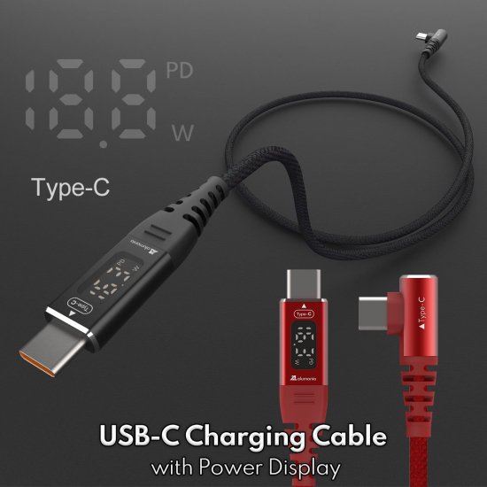 alumania アルマニア 計測ディスプレイ付き MAX100W PD USB-C to Cケーブル約1m 充電＆データ通信USB2...