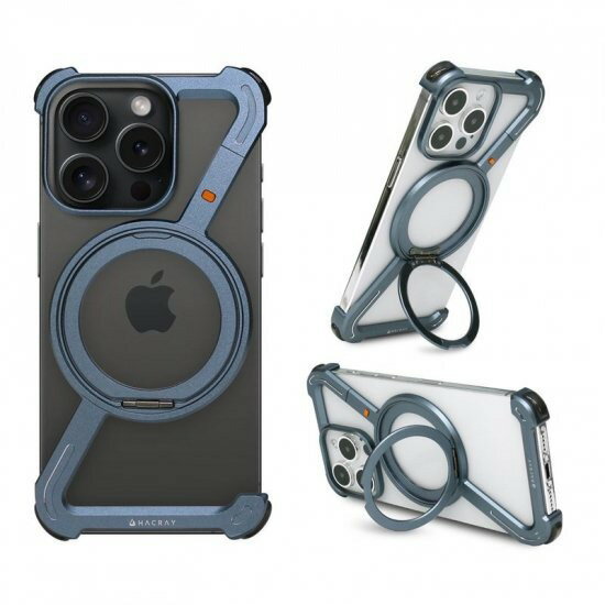 樂天商城 - 国内正規品 Hacray ハクライ iPhone 15 Pro iPhone 15 Pro Max 360 RingStand（リングスタンド）ケース ブルー
