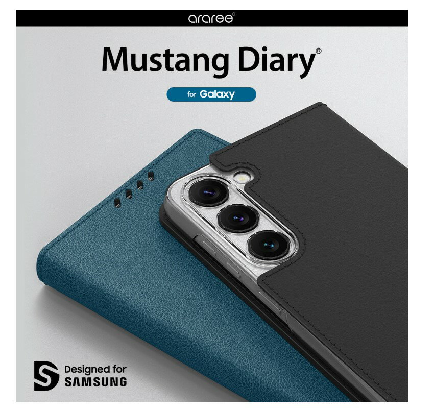 国内正規品 araree アラリー Galaxy S24 / Galaxy S24 Ultra SAMSUNGの公式認証 手帳型ケース Mustang Diary