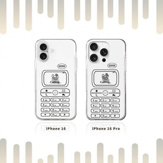 国内正規品 AKAN iPhone 16e レトロコール ソフト クリアケース透明カバー エイカン 変色しにくいUVプリント