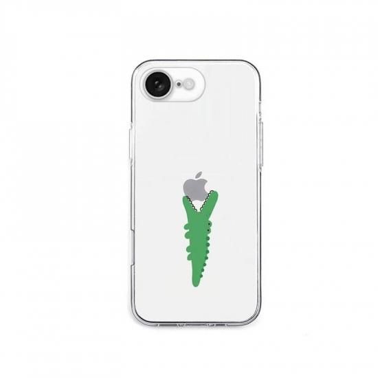 Rakuten - 国内正規品 AKAN iPhone 16e/17eケース モグモグ ワニ グリーン ソフト クリアケース透明カバー エイカン 変色しにくいUVプリント