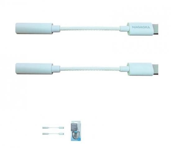 NAGAOKA ナガオカ Φ3.5mmオーディオ変換アダプタ USB TYPE‐Cコネクタを3.5mmステレオジャック に変換 断線しづらいナイロンの編み込み