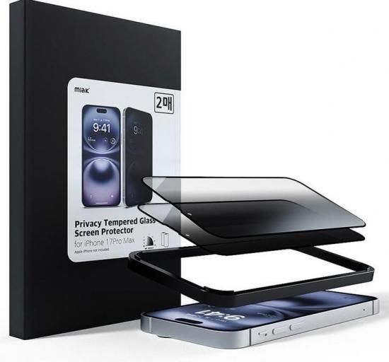 Rakuten - 国内正規品 miak iPhone17/Air/17Pro/17ProMax のぞき見防止強化ガラスフィルム プライバシー保護フィルム 2枚入り ミアック