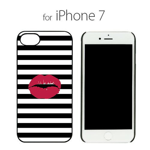Rakuten - 国内正規品 Dparks iPhone 8 iPhone 7 iPhone SE 第2.3世代 ブラックケース ボーダー×リップ ユーモアあるユニークなイラスト DS8299i7