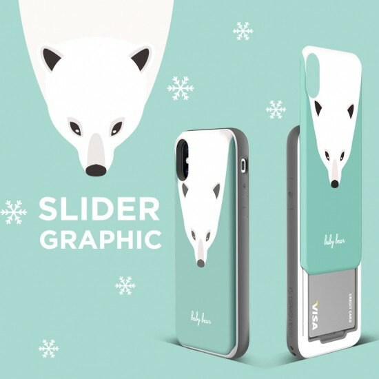 ＜Design Skin＞【iPhone X/XS 5.8インチ】 SLIDER GRAPHIC スライド式のカード収納ポケット 取り外し可能なストラップが付きのおしゃれな背面ケースDSK14683i58