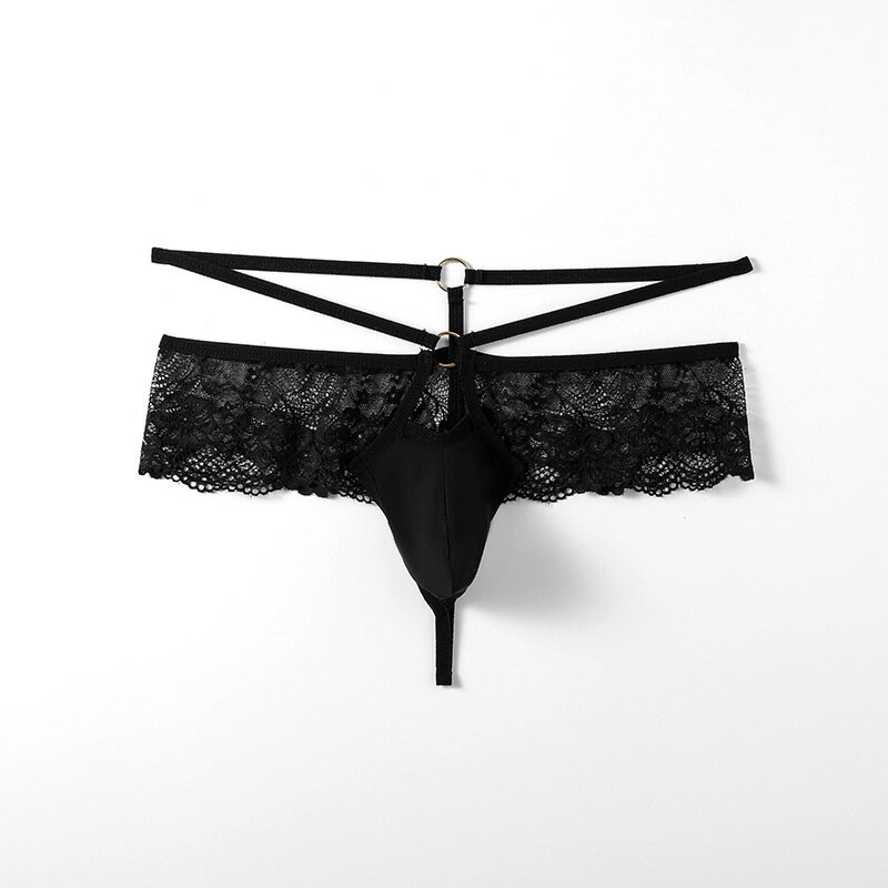 メンズセクシーTバック フロント水着生地 ダブルウエストTバック フロントもっこり メンズセクシーTバック センターリングヒモパン メンズウエストレース ヒモTバック