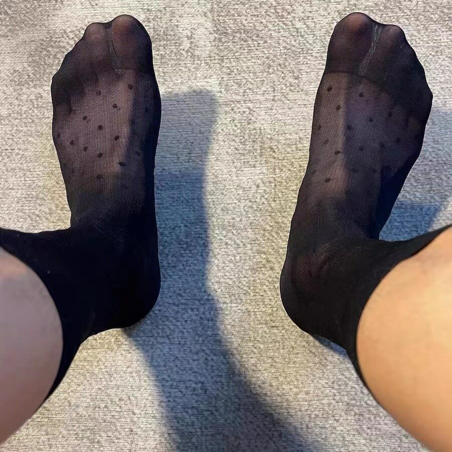 メンズシースルーソックス ドット柄 メンズクル...の紹介画像2