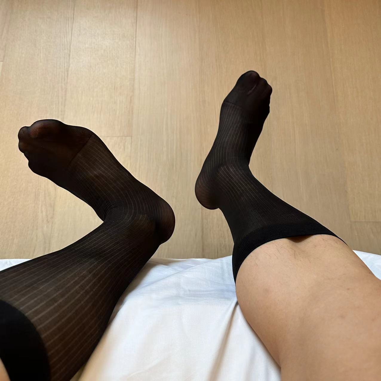 メンズシースルーソックス 細ストライプ メンズ...の紹介画像2