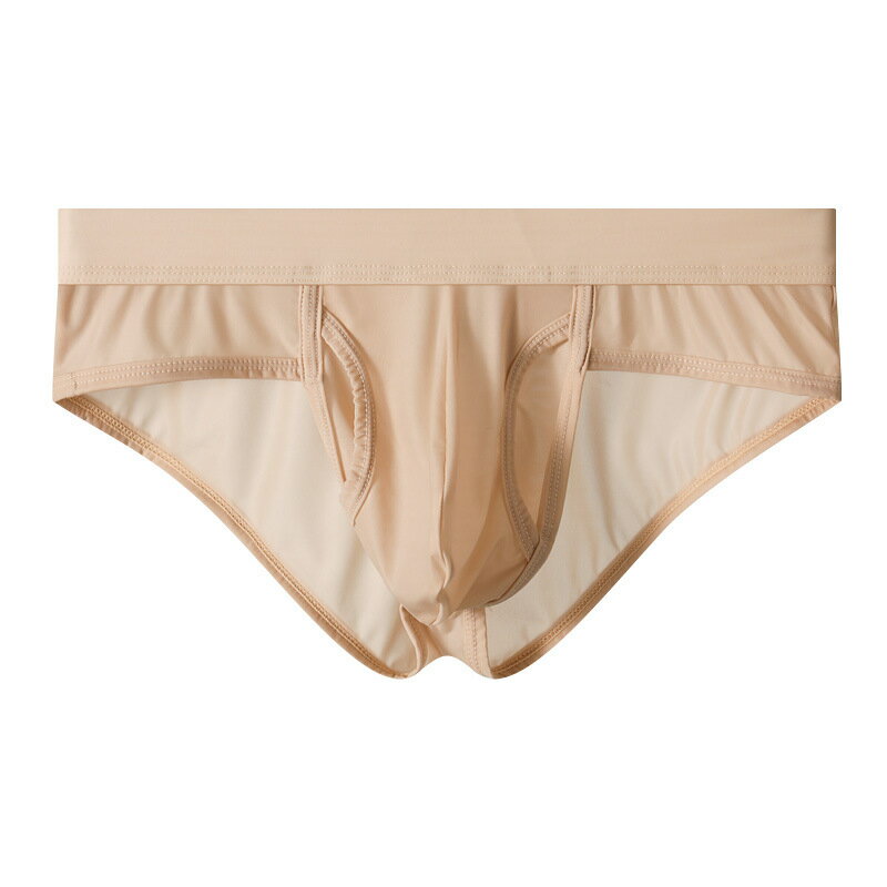 メンズブリーフ　フロント内側収納ポケット　フロント分離タイプ　横窓　薄手ブリーフ　スベスベシルク..