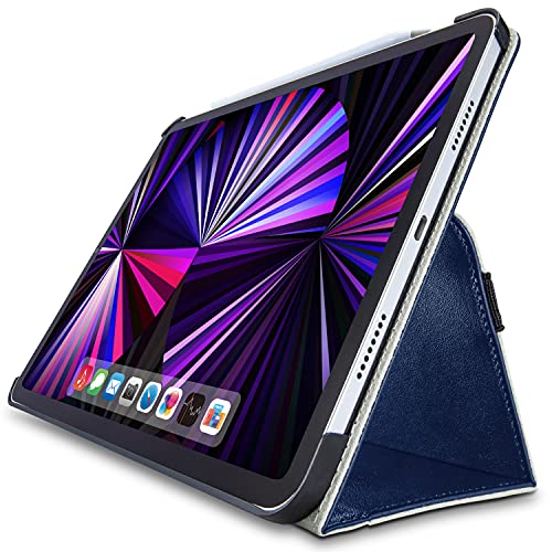 ELECOM iPad Pro 11インチ(第4世代)/iPad 11 インチ(第3世代)/iPad インチ(第2世代)用レザーケース ネイビー 手帳型 ソフトレザー 2アングル 軽量 三つ折りスタンド Apple Pencil収納 TB-A21PMPLF2NV