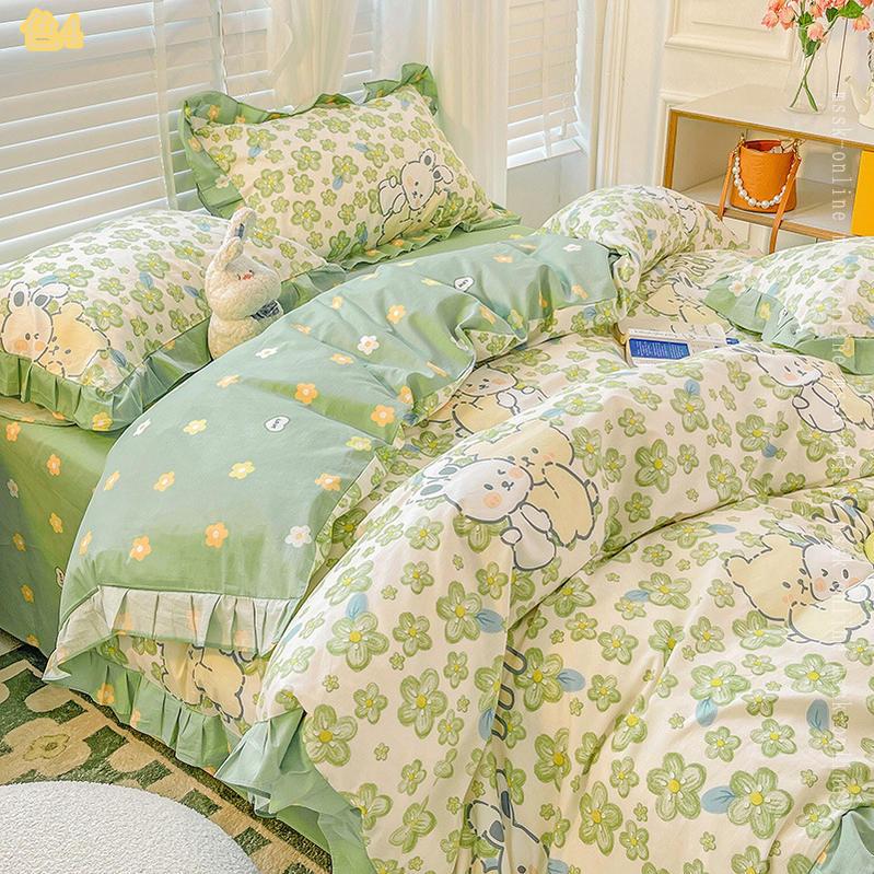 寝具カバーセット 花柄 きれいめ 姫系 可愛い フリル セミダブル シングル フラットシーツ フリル付き 布団カバー ボックスシーツ 枕カバー 通気性 清潔 肌触り良い 四季通用 ピロケース 洗濯可 おしゃれ ギフト お誕生日プレゼント mssk-online