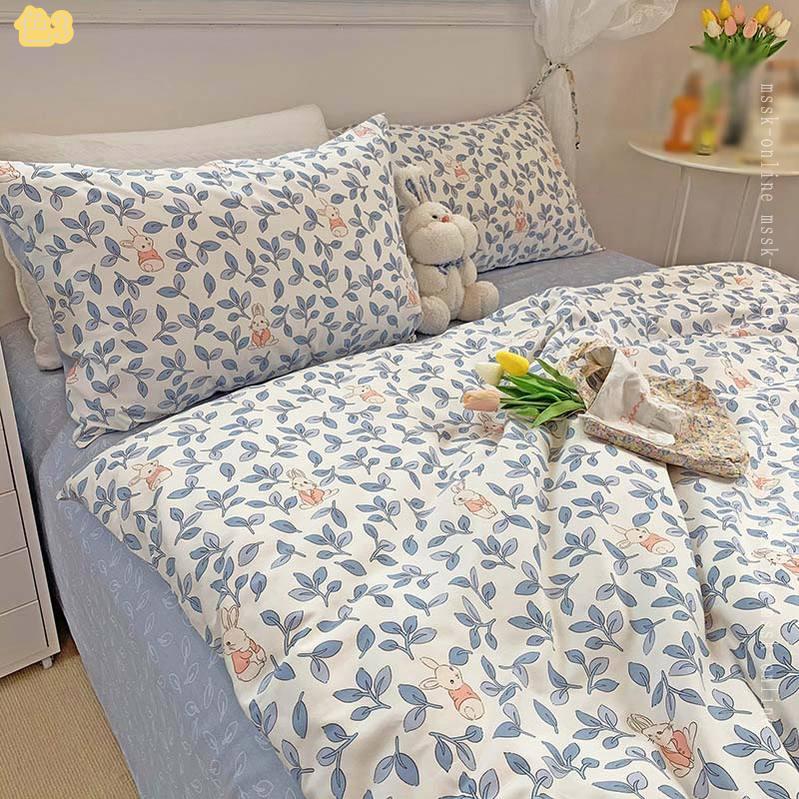 1000円OFFクーポン 布団カバー 花柄 プリント ロマンチック 冬 4点セット 3点セット 敷カバーセット フラワー 寝具 フラットシーツ シングル ダブル ピーチスキン加工 掛カバー 布団カバー ボックスシーツ 枕カバー 韓国風 北欧風 プレゼント mssk-online [3]