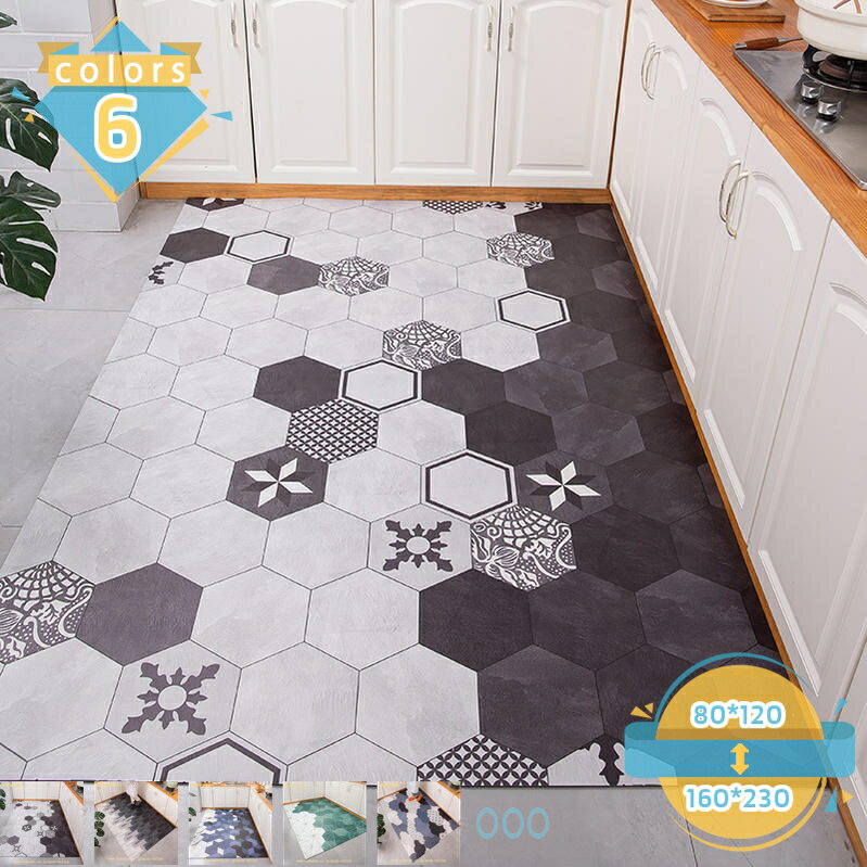 Kitchen Mats - 500円OFFクーポン 拭けるキッチンマット おしゃれ PVC台所低反発マット 滑り止め 抗菌 撥水 防音 水拭きOK ロボット掃除機対応 洗濯不要 拭ける はっ水 キッチンマット 洗える 汚れにくい 台所マット 玄関マット トイレマット バスマット mssk-online