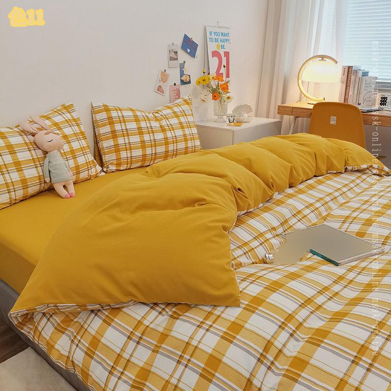 掛け布団カバー 綿 チェック柄 布団カバー 寝具カバーセット 3、4点セット ベッド用品 セミダブル シングル 枕カバー ボックスシーツ シーツ 肌に優しい 手触り感 フラットシーツ オールシーズン オシャレ 防ダニ 北欧 mssk-online [3]