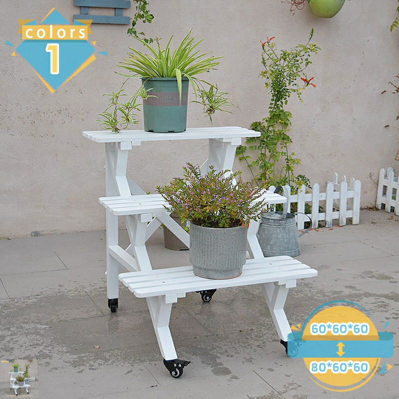 Flower Stand - フラワースタンド 3段 二人掛け 天然木 木製 椅子 チェア 玄関 庭 バルコニー ウッドデッキ 屋外 小型 ガーデニング フラワーラック プランター台 おしゃれ 植物ラック 盆栽棚 北欧 ナチュラル 家具 収納ラック mssk-online