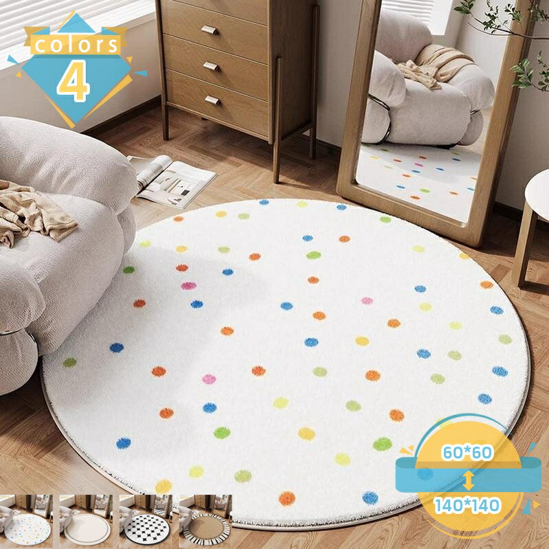 500円OFFクーポン ラグ 円形 洗えるラグマット おしゃれ 丸形ラグ 柔らかい カーペット 円形 丸 おしゃれ オールシーズン 無地 丸形ラグマット 耐摩耗性 ウォッシャブル 滑り止め付き 円型ラグ 室内 リビング mssk-online