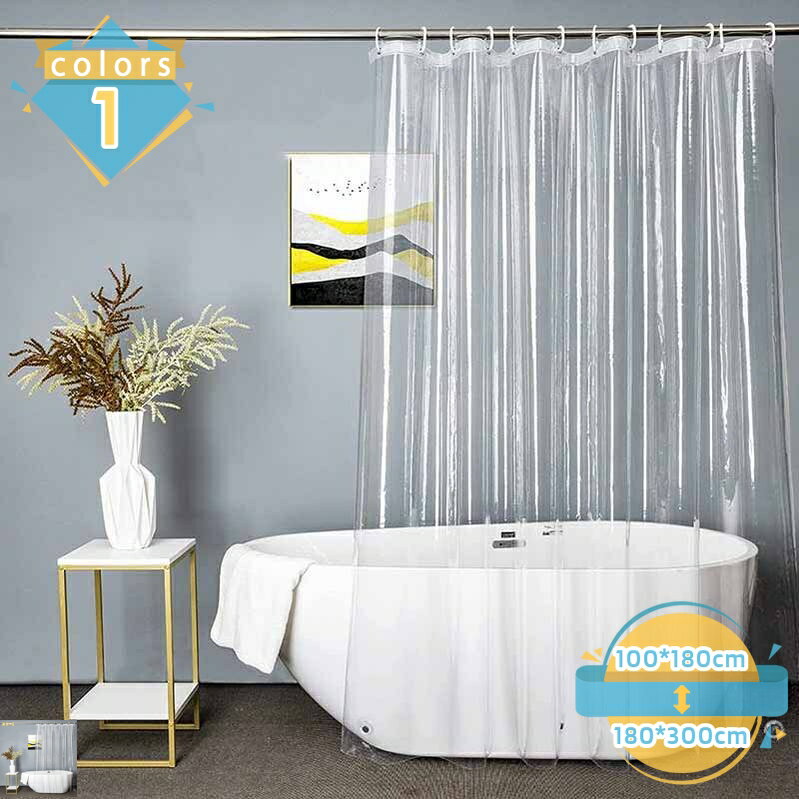 300円OFFクーポン シャワーカーテン 透明 ビニールカーテン 90x150cm バスカーテン ユニットバス 浴室 間仕切り 北欧 クリア 清潔 フック付き 取付簡単バス用品 バスルーム カーテン リング付属 シンプル ホワイトシャワーカーテン 厚手 お風呂カーテン お風呂場