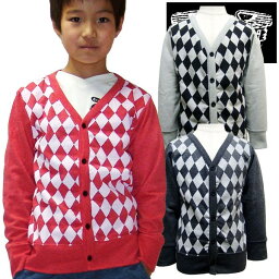 【399円均一】キッズ 子供服 ベビー服 カーディガン ダイヤチェッカー 男の子 ボーイズ アメカジ 100cm 110cm 120cm RUSK ラスク 「3411-15」