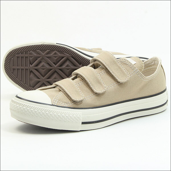 【コンバース】 スニーカー オールスター V-3 OX ベージュ ローカット レディース ベルクロ 紐なし カジュアル CONVERSE ALL STAR ALL STAR V-3 OX BEIGE 1SD074