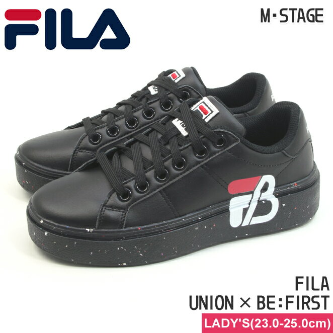 ノベルティプレゼント【FILA】フィラ ユニオン x BE:FIRST ブラック レディース ローカット 厚底 コラ..