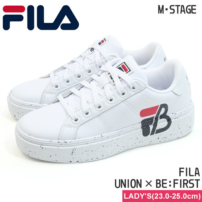 ノベルティプレゼント【FILA】フィラ ユニオン x BE:FIRST ホワイト レディース ローカット 厚底 コラ..