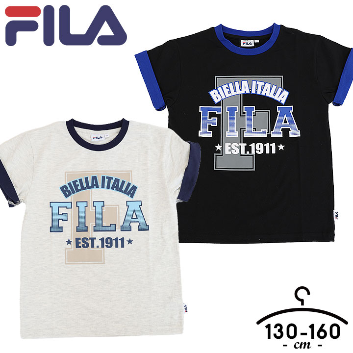 ★売尽★フィラ FILA tシャツ 半袖 キッズ ジュニア 男の子 女の子 130cm 140cm 150cm 160cm 半袖Tシャツ 子供服 トップス 半袖 春夏 スポーツ ブランド tシャツ 小学生 ブラック オートミールのサムネイル