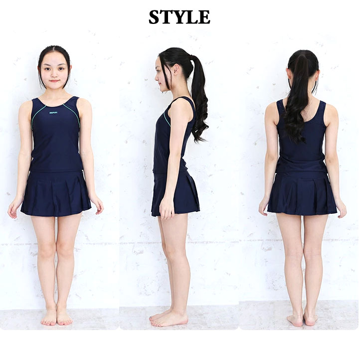 【売尽】レピピ スクール水着 女の子 セパレート 小学生 キュロット 140cm 150cm 1...