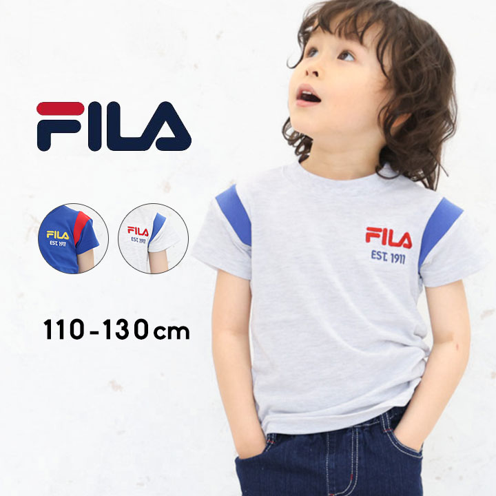 ★売尽★フィラ FILA tシャツ 半袖 キッズ 男の子 女の子 半袖tシャツ110cm 120cm 130cm 切替 子供服 トップス 半袖 春夏 保育園 幼稚園 小学生のサムネイル