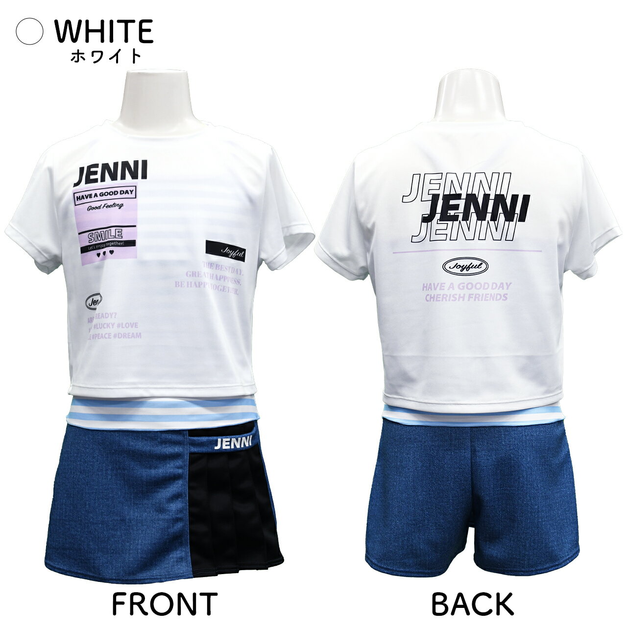 jenni 水着 女の子 セパレート tシャツ付き 小学生 中学生女子 タンキニ ジェニィ ...