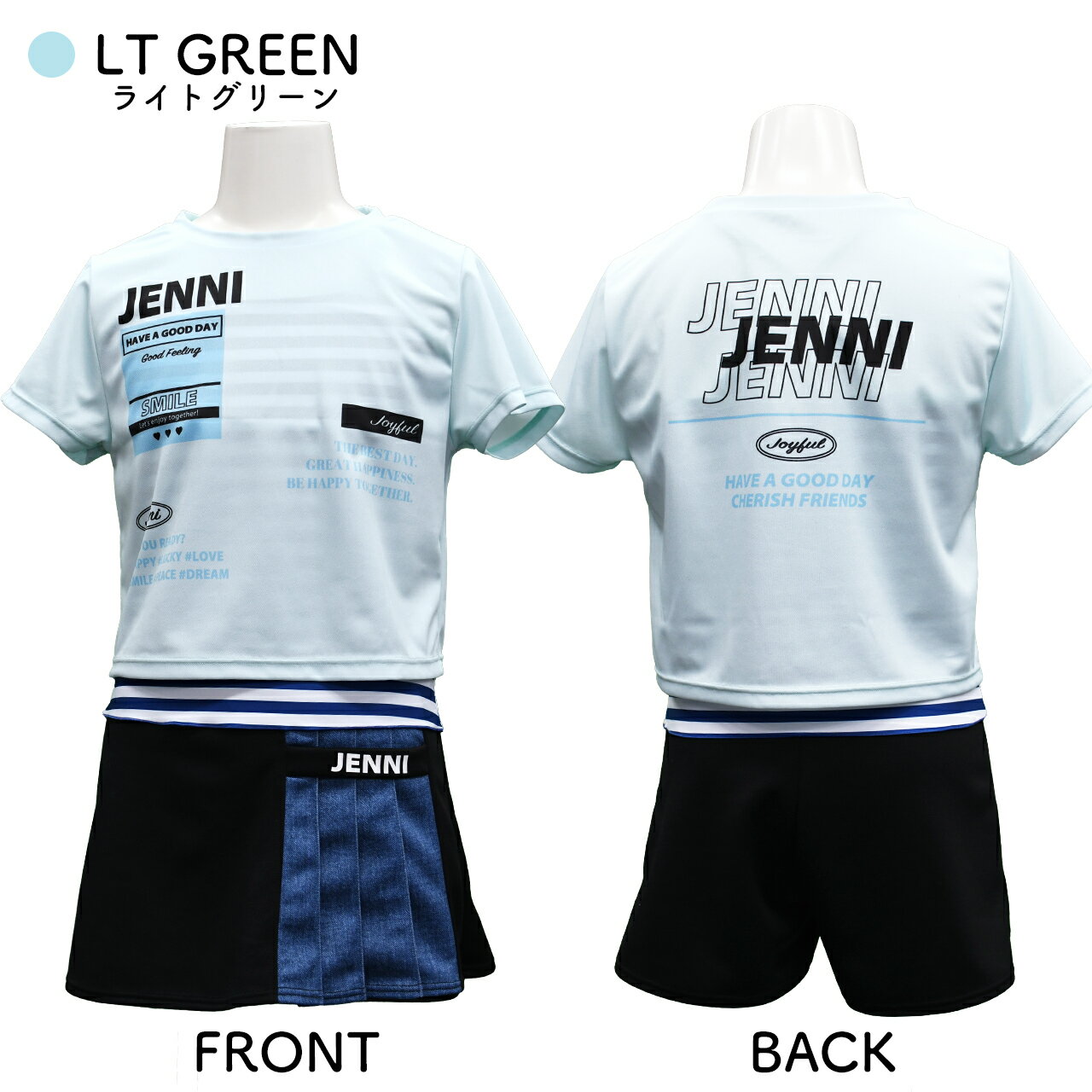 jenni 水着 女の子 セパレート tシャツ付き 小学生 中学生女子 タンキニ ジェニィ ...