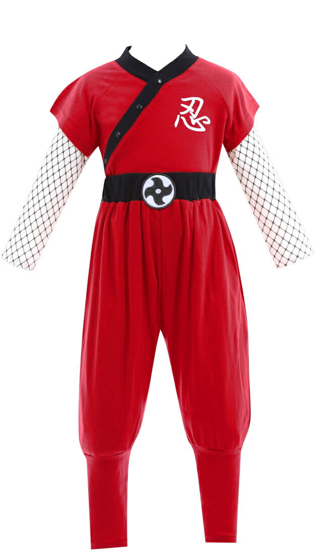 3132円→2580円◆忍者なりきりコスプレ上下セットはちまき付きキッズ子供用オリジナル日本なりきりコスプレ衣装ロンパース100110120130女の子男の子ブラックネイビーレッド黒紺赤[子供用]【メール便可】【あす楽】