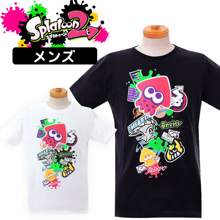 スプラトゥーン2 tシャツ メンズ S M L LL プリント 半袖Tシャツ(スプラトゥーン2 グッズ 半袖tシャツ メンズ プリント ホワイト ネイビー) ［大人用］