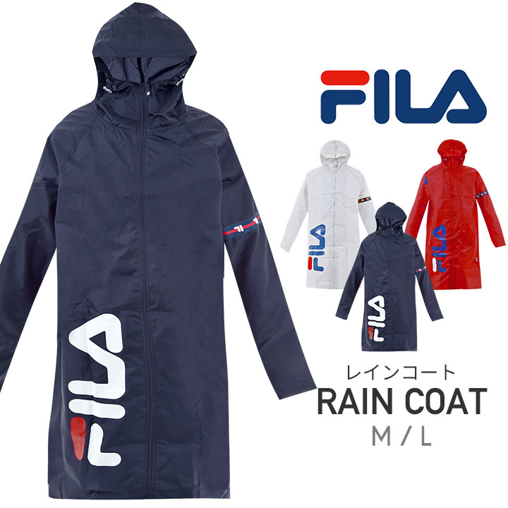 レインコート 自転車 レディース メンズ 紺 フィラ FILA レインウエア レインスーツ 通勤 通学 雨 梅雨 台風 雨具 カッパ 合羽 雨合羽 大人 おしゃれ ポリエステル グレー ネイビー レッド