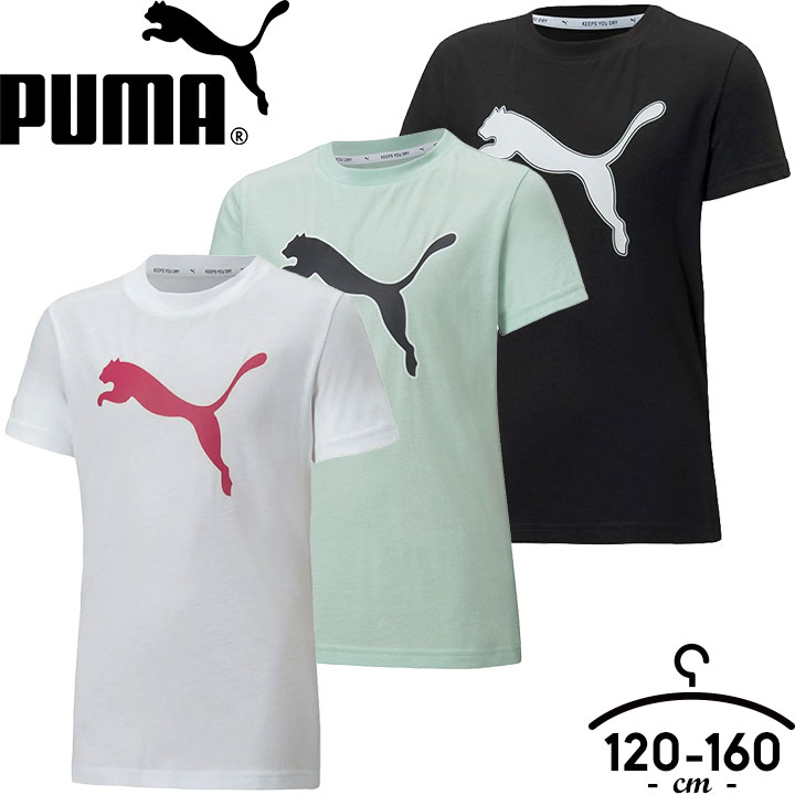 sale☆プーマ PUMA 半袖Tシャツ tシャツ 半袖 吸汗速乾 トップス 女の子 キッズ ジュニア 120cm 130cm 140cm 150cm 160cm 女児 プリント 子供服 スポーツ 子ども こども スポーツウェア トレーニングウェア ブラック グリーン ホワイト