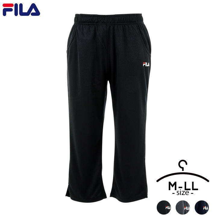 フィラ 【P10】FILA フィラ クロップドパンツ レディース M L LL 保湿冷感 紫外線遮蔽率90％ 薄手 ロゴ刺繍 ブラック チャコールグレー ネイビー 春 夏 大人 女性 スポーツ 運動 ランニング ウォーキング ジム スポーツウェア【h08n】