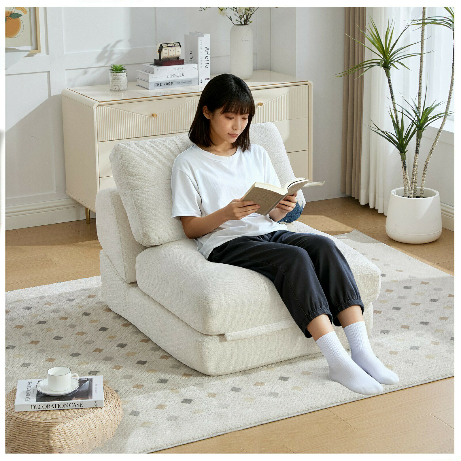 Other - 【10倍ポイント「在庫一掃セール」】折りたたみ ソファベッド 1人掛け 3WAY 座椅子 幅75cm リクライニング コンパクト シングル フロアソファ 一人暮らし シェニール 生地採用 多機能 人間工学 分離式デザイン 圧縮梱包
